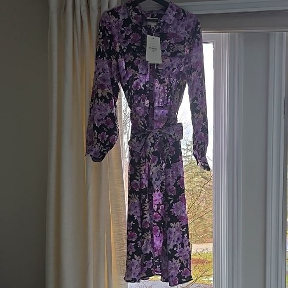 Sezane Dress Floral Purple Size 10 NWT - Picture 3 of 13